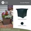 The HC Companies 15.5" Accent Square Plant Pot w/ Drainage, Classic Planters for Indoor & Outdoors Plants, Lightweight & Resists Sun Fading, Evergreen - 3 of 4