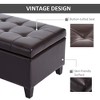HOMCOM 51in Ottoman Storage Bench, Faux Leather Storage Chest with Lift Top, Tufted Ottoman with Storage for Living Room, Entryway, Dark Brown - 4 of 4