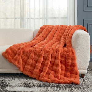Cozy Bliss Bubble Faux Fur Throw Blankets, Plush Soft Thick Blanket for Sofa, Bedroom, Living Room - 1 of 4