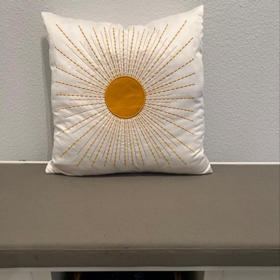 Coneflower Embroidered Cotton Square Throw Pillow Gold - Room Essentials™