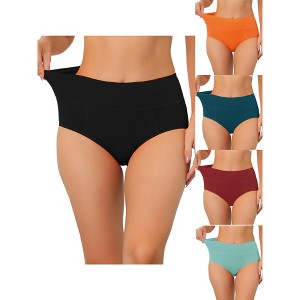 Allegra K Women's Plus Size High Waist Available in Tummy Control 5 Packs Briefs - 1 of 4