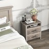 Tangkula Nightstand w/ 2 Drawers Farmhouse Bed Side Table w/ Open Storage Shelf - 2 of 4