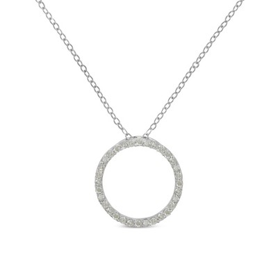 Haus of Brilliance Silver 1/3 Cttw Round-cut Diamond Open Circle Halo Pendant Necklace