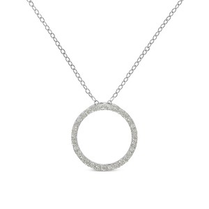 Haus of Brilliance Silver 1/3 Cttw Round-cut Diamond Open Circle Halo Pendant Necklace - 1 of 4