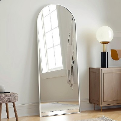 Beautyolove Full Length Mirror 57" x 20" Arched Floor Mirror Hanging Mounted Full Body Mirror, White