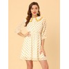 Allegra K Women's Peter Pan Collar Star Heart Printed 3/4 Sleeve Chiffon Dresses - 3 of 4