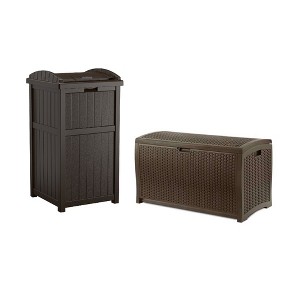 Suncast 33 Gal Hideaway Outdoor Trash Can and 73 Gal Waterproof Outdoor Deck Box - 1 of 4