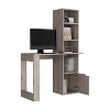 Vynxaria Computer Desk Office Table with 4-Tier Bookcase and Storage Cabinet Compact Design for Home Office Laminated Wood Light Gray - 2 of 4