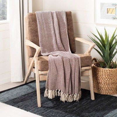 Harlow 70" x 50" Brown Cotton Machine Washable Throw