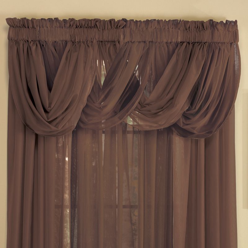 Collections Etc Scoop Two-Piece Rod Pocket Solid-Colored Sheer Valances for Windows, Decorative Accent and Added Privacy for Any Room in, 3 of 5
