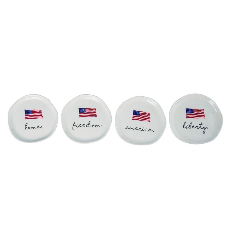 Transpac  American USA Flag Red White Blue Cermaic Sentiment Plate Set of 4, Dishwasher Safe, 5.5", 5 of 6