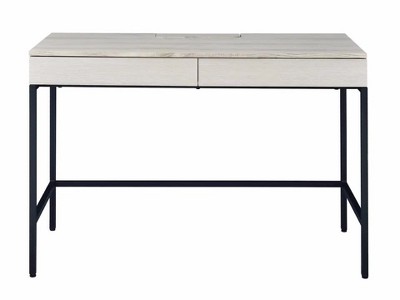 Contemporary Black 45.5" Wood Desk with Pull-Out Drawer