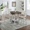 5 PCS Extendable Dining Table Set Dining Set with 4 Upholstered Dining Chairs, Storage Shelf & Foldable Leaves, Space-saving, Brown+White-ModernLuxe - 3 of 4
