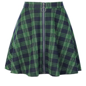 Allegra K Women's Plaid A-Line Zip Up High Waisted Skater Skirt - 1 of 4