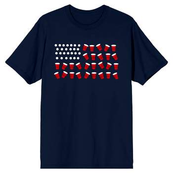 Beer Pong Flag Crew Neck Short Sleeve Navy Men’s T-shirt