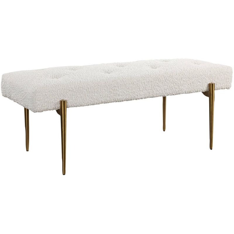 Uttermost Olivier 49 1/2" Wide White Button-Tufted Modern Accent Bench, 1 of 2
