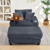 GDFStudio Siesta 42" Modern Corduroy Chair with Ottoman and Hidden Swivel Table - 2 of 4