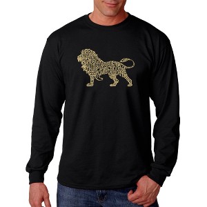 LA Pop Art Men's Word Art Long Sleeve T-shirt - Lion - 1 of 4