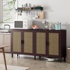 Okak 70in Decorative Storage Cabinet, Entryway Cabinet with 4 Doors and Wooden Legs, Sideboard Cabinet for Living Room, Office, Entryway, Brown - 2 of 4