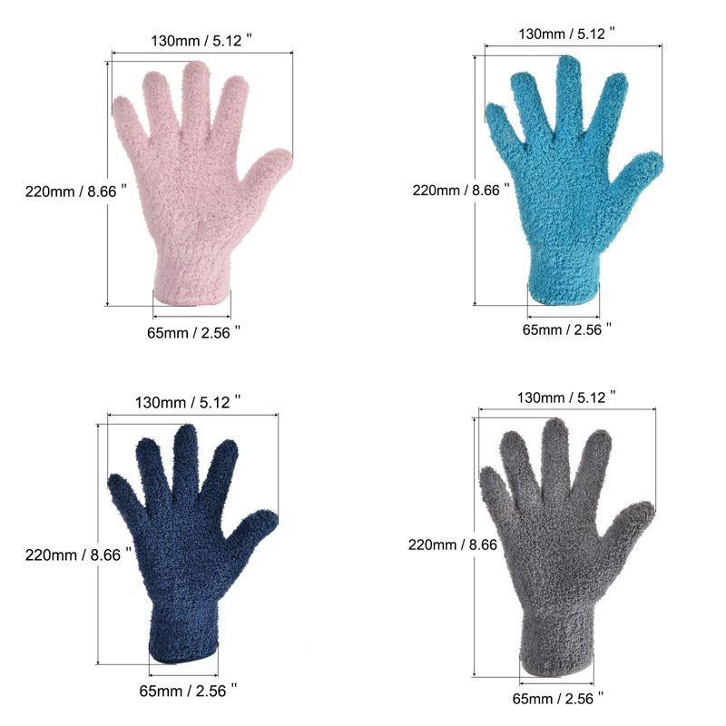 Unique Bargains Dusting Cleaning Gloves Microfiber Mittens for Plant Blinds Lamp Window Blue Dark Blue Gray Pink 4 Pairs 1 Set, 2 of 7