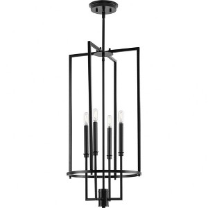 Progress Lighting Elara Collection 4-Light Foyer Pendant, Matte Black, Candelabra Style Bulbs, Open Frame - 1 of 1