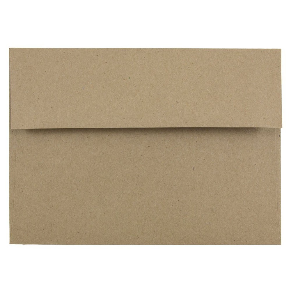 JAM Paper Brown Kraft Paper Bag Envelopes A2 4.375" X 5.75" 50pk: Wet and Seal, Recycled Content, Gummed Flap, Mailing