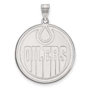 Black Bow Jewelry 14k White Gold Edmonton Oilers NHL Extra Large Pendant - 1 of 3