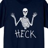 Kids Halloween Shrugging Skeleton Heck Youth Navy Blue Short Sleeve Crew Neck Tee - 2 of 3