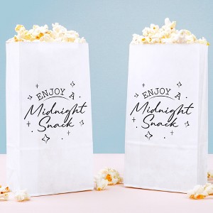 Big Dot of Happiness Midnight Snack Popcorn Bags, Late Night Wedding Party Favor Snack Treats, Free-Standing Individual White Paper Bags - 25 Count - 1 of 4