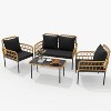 4-Piece Wicker Patio Set – Rattan Bistro Set with Waterproof Cushions, Loveseat, 2 Armchairs & Glass Table - 2 of 4