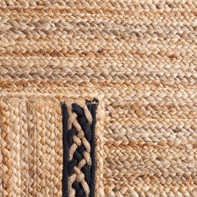 Artisanal Black Stripe Hand-Woven Jute 6' Square Rug