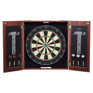 VEVOR Dartboard and Cabinet Set, Ready-to-Play Bundle Official Size Dartboard Cabinet, Steel Tip Dart Hideaway Cabinet, Brown - 1 of 4