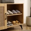 2-Tier Shoe Organizer with Rattan Mesh Door, Solid Wooden Handle, Freestanding Shoe Organizer, Shoe Rack, Entryway Shoe Holder - 4 of 4