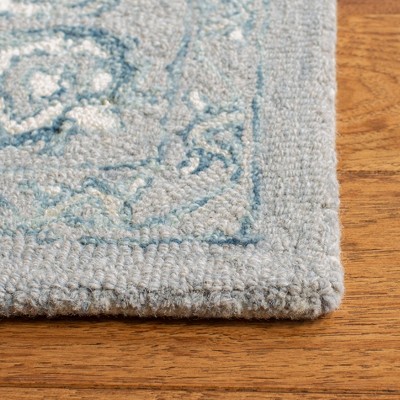 Hand-Tufted Elegance Light Grey/Ivory Wool 5' Square Rug