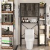 Aheaplus 7-Tier Bathroom Organizer Cabinet with Doors and 4 Hooks, Over The Toilet Storage Cabinet with Adjustable Shelf - 3 of 4