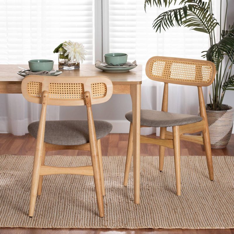 Baxton Studio 2pc Tarana Fabric and Wood Dining Chairs Gray/Natural Oak/Light Brown, 1 of 9