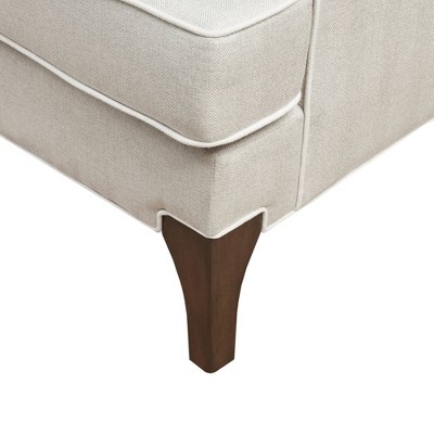Cream and Dark Brown Wide Accent Chair with Pillow