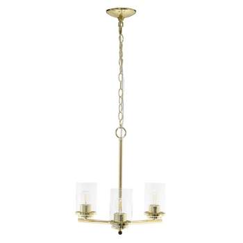 3-Light 15" Classic Contemporary Clear Glass/Metal Hanging Pendant Chandelier - Lalia Home