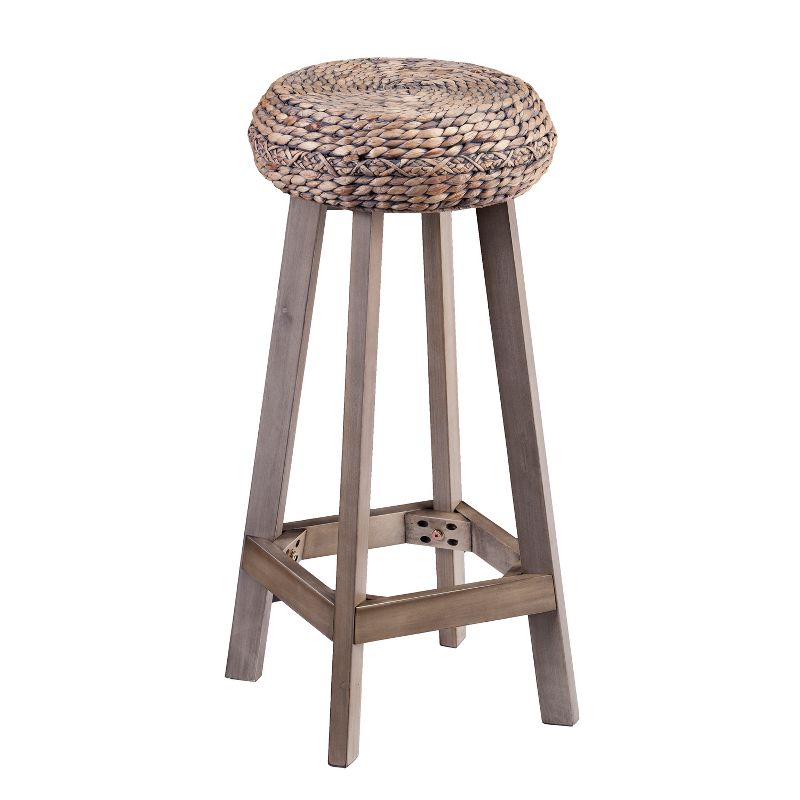 Set of 2 30&#34; Rook Round Backless Water Hyacinth Bar Stools Brown - Aiden Lane, 1 of 7