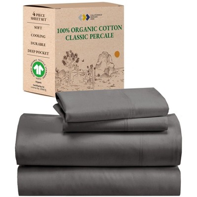 California Design Den  Bed Sheets Set - 100% Organic Cotton Percale, Deep Pocket