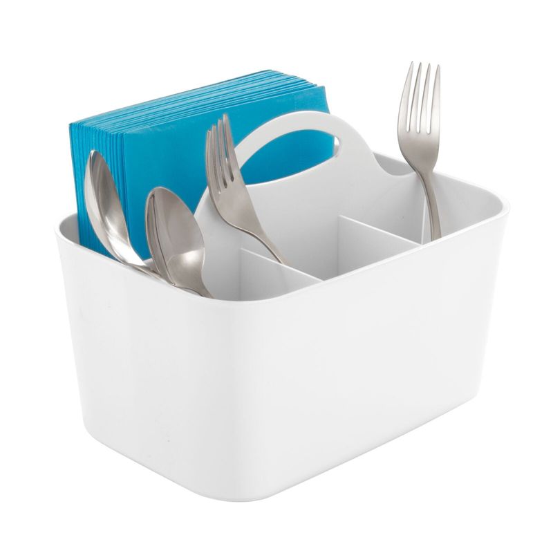 mDesign Plastic Cutlery Storage Organizer Caddy Bin Tote with Handle, 1 of 8