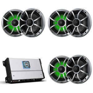 Wet Sounds HTM-6 - HTM Series Amplifier 900 Watt Full-Range Class-D 85x6 Watts RMS @4 OHM With 3 pairs Wet Sounds RECON 6-S RGB LED 6.5" 60-Watt RM... - 1 of 4