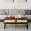 Rattan Coffee Table with 2 Drawer 45.6'' Wood Coffee Table with Storage Boho Dining Table Small Coffee Tables for Living Room - 2 of 4