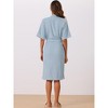 cheibear Women's After Shower Short Sleeve Self Tie Loose with Pocket Robe - 3 of 4