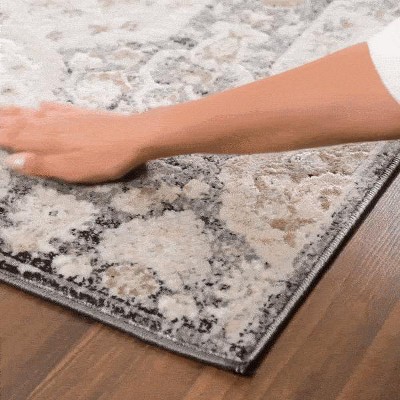 Minoa Black and Beige Medium Pile Polypropylene Area Rug