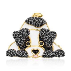 Ross-Simons 0.80 ct. t.w. Black Spinel Dog Pin/Pendant With Multicolored Enamel in 18kt Gold Over Sterling Size 0.88 - 1 of 4