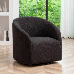 32" Wide Boucle Upholstered Swivel Barrel Chair - Kinwell - 1 of 4