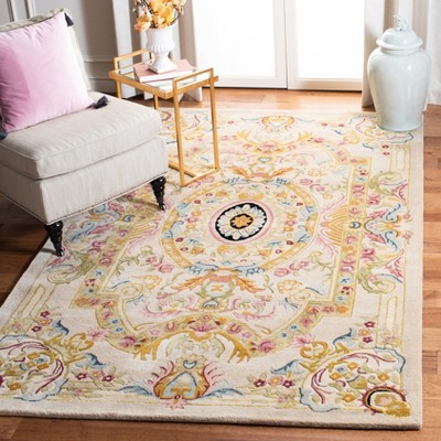 Savonnerie Sage and Beige Hand-Tufted Wool Area Rug