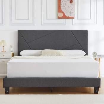 Trinity Upholstered Platform Bed Frame,Fabric Adjustable Headboard and Strong Wooden Slats,No Box Spring Needed,Easy Assembly