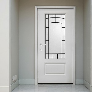 Wooakway 36"W×80"H Exterior Frosted Glass Prehung Front Entry Door Primed Interior Fiberglass Entrance Door - 1 of 4
